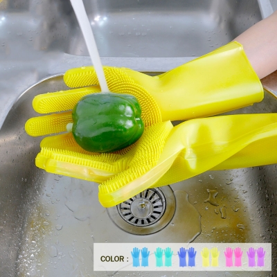 ถุงมือ ซิลิโคนล้างทำความสะอาด คละสี