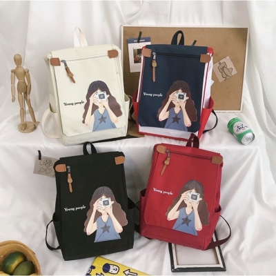 กระเป๋าเป้ลาย  A girl มาใหม่มี 3 สี 
