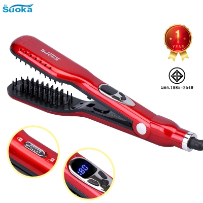 แปรงหวีผมแบบหนีบหน้าจอสีแดงรุ่น SK1011 (รับประกัน 7 วัน)