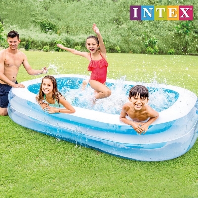 INTEX สระเป่าลม สระน้ำ สระน้ำเป่าลม 2 ชั้น สีฟ้า รุ่น 56483