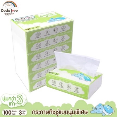 [ยกแพ็ค 6] DODOLOVE กระดาษทิชชู่ ทิชชู่ สำหรับเด็กอ่อน แบบนุ่มพิเศษ 3 เท่า Soft Tissue Paper
