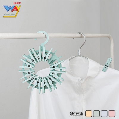 ที่เก็บที่หนีบผ้า พร้อมที่จัดระเบียบที่หนีบผ้า  ขนาด 17x22 คละสี